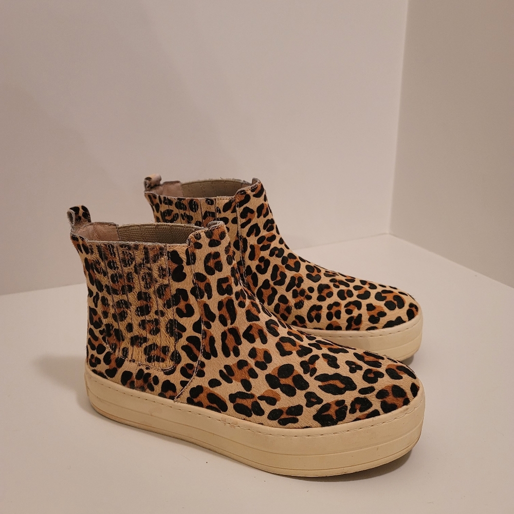 J Slides Leopard Hypo High Top Platform Sneaker Bootie  Size 7